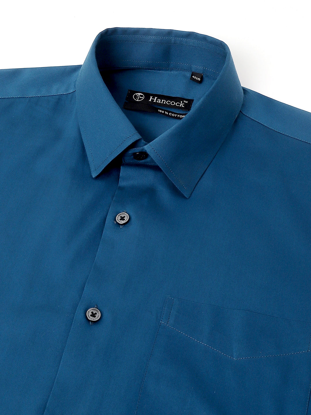 Men Turquoise Blue Solid French Cuff Pure Cotton Satin Slim Fit Formal