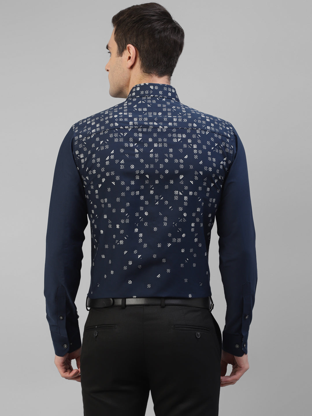 Men Blue Micro Ditsy Printed Slim Fit Party Shirt