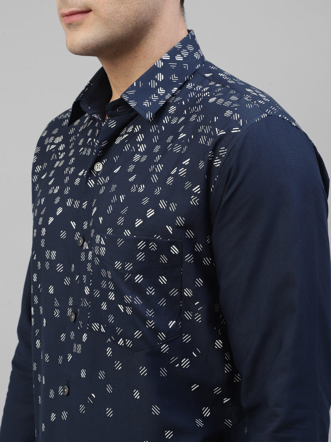 Men Blue Micro Ditsy Printed Slim Fit Party Shirt