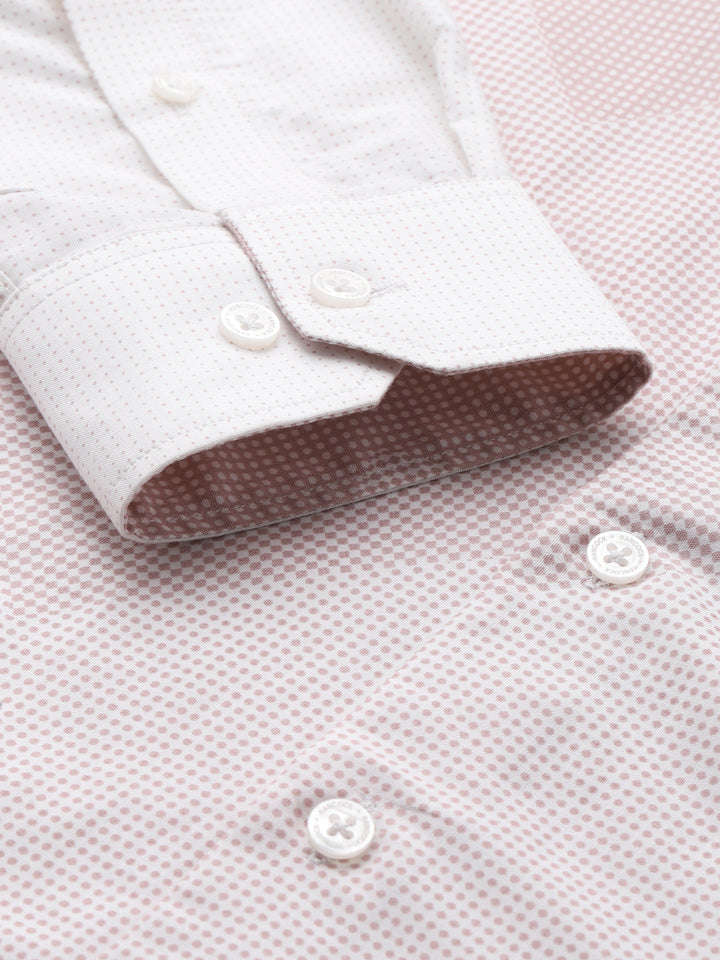 Men Pink & Cream Micro Checked Printed Slim Fit Party Shirt