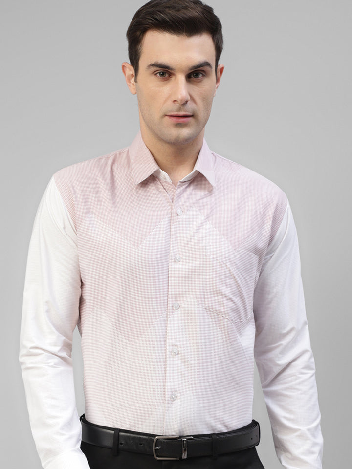 Men Pink & Cream Micro Checked Printed Slim Fit Party Shirt