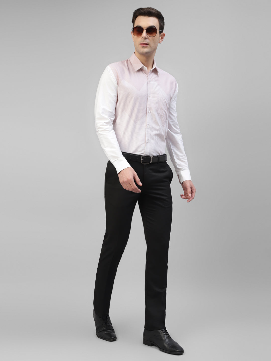 Men Pink & Cream Micro Checked Printed Slim Fit Party Shirt