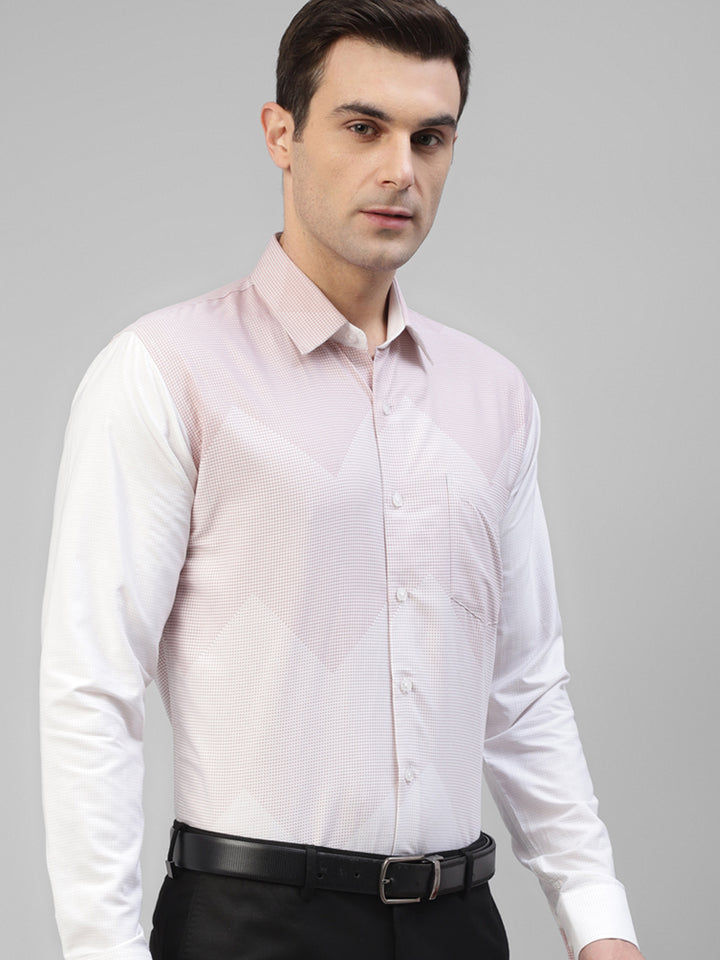 Men Pink & Cream Micro Checked Printed Slim Fit Party Shirt