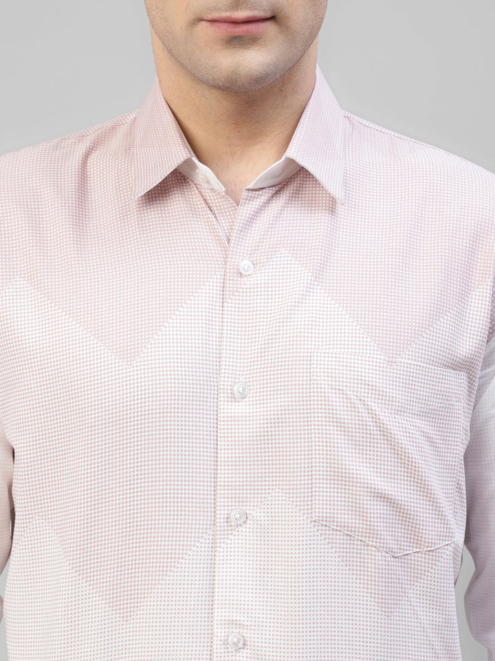 Men Pink & Cream Micro Checked Printed Slim Fit Party Shirt