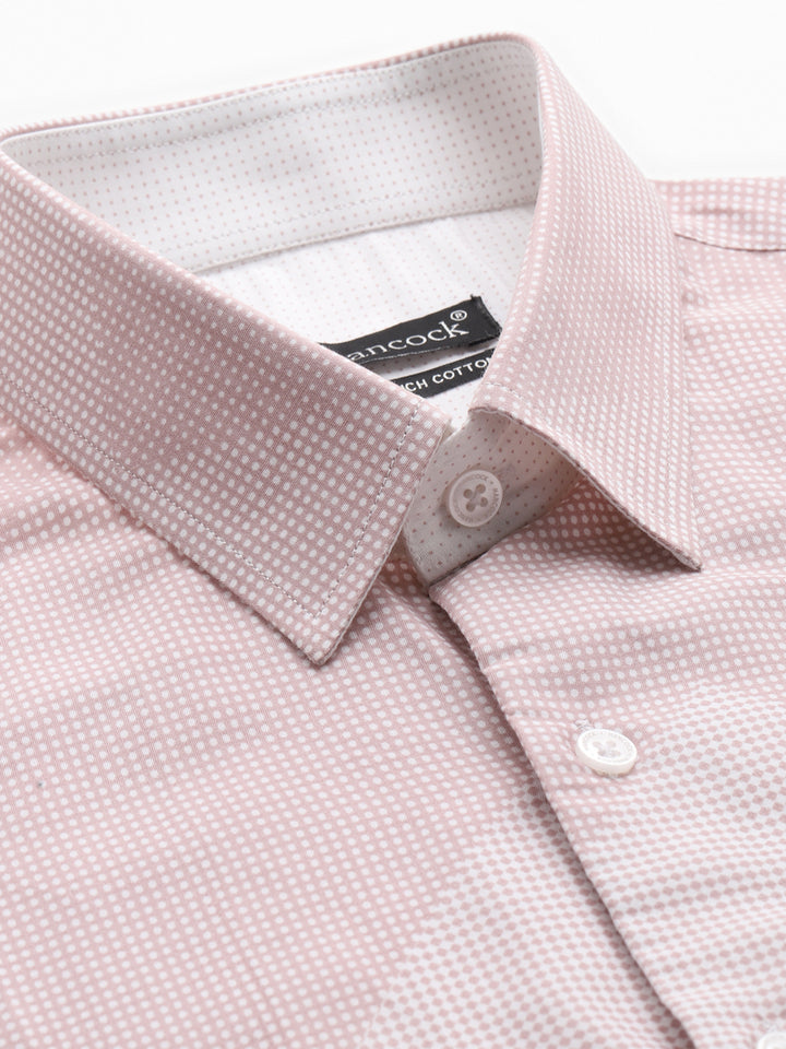 Men Pink & Cream Micro Checked Printed Slim Fit Party Shirt