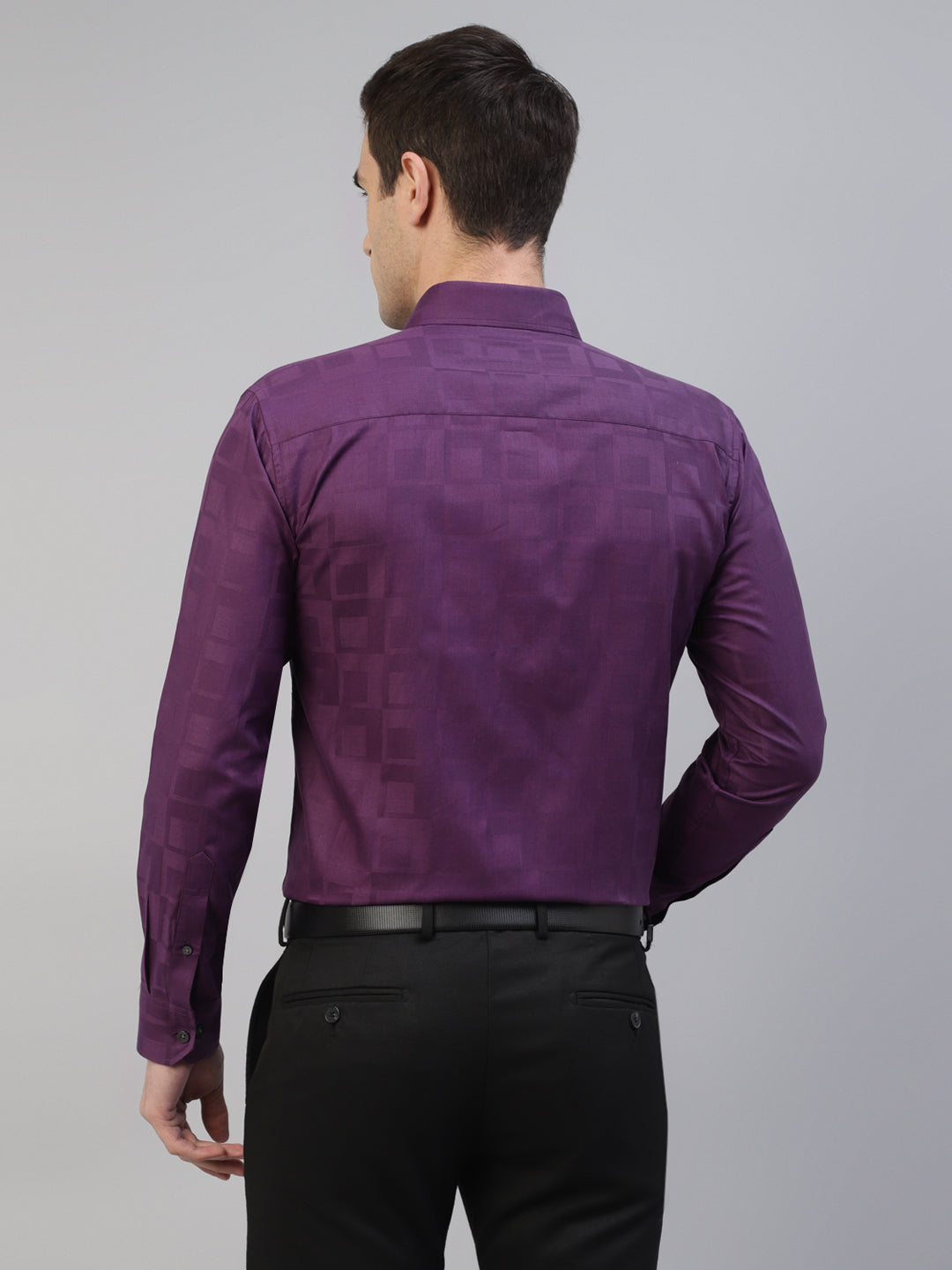 Men Purple Pure Cotton Self Design Slim Fit Party Shirt