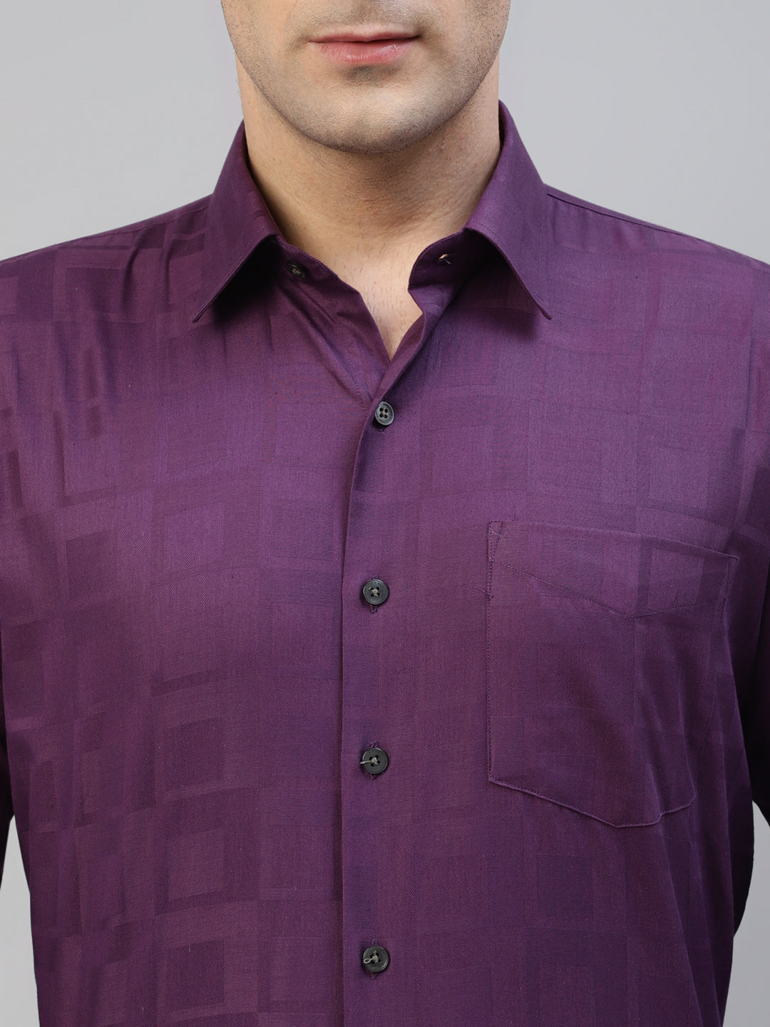 Men Purple Pure Cotton Self Design Slim Fit Party Shirt