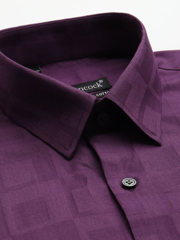 Men Purple Pure Cotton Self Design Slim Fit Party Shirt