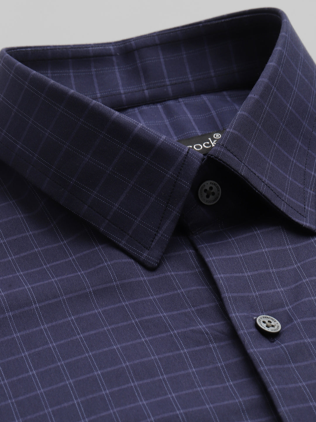 Men Navy Blue Pure Cotton Micro Checked Slim Fit Formal Shirt