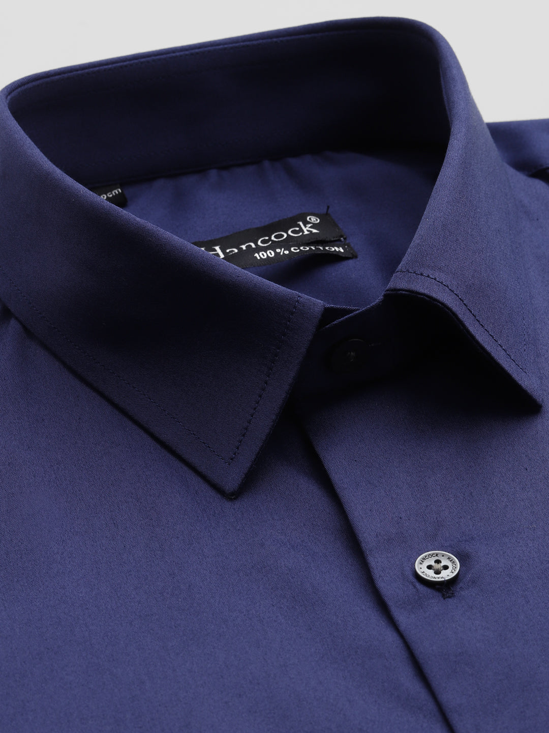 Men Blue Solid Pure Cotton Satin Slim Fit Formal Shirt