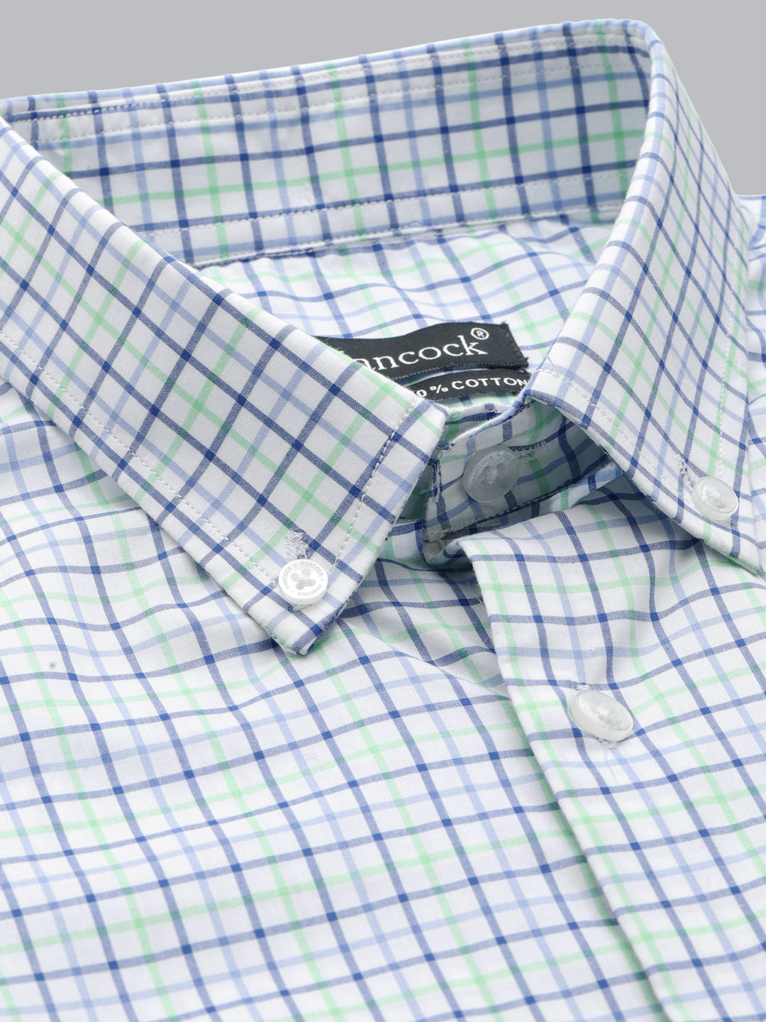 Men white & blue Checked Wrinkle Resistant Pure Cotton Slim Fit Formal Shirt