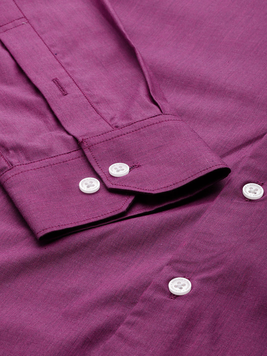 Hancock Men Purple Solid Pure Cotton Slim Fit Party Shirt