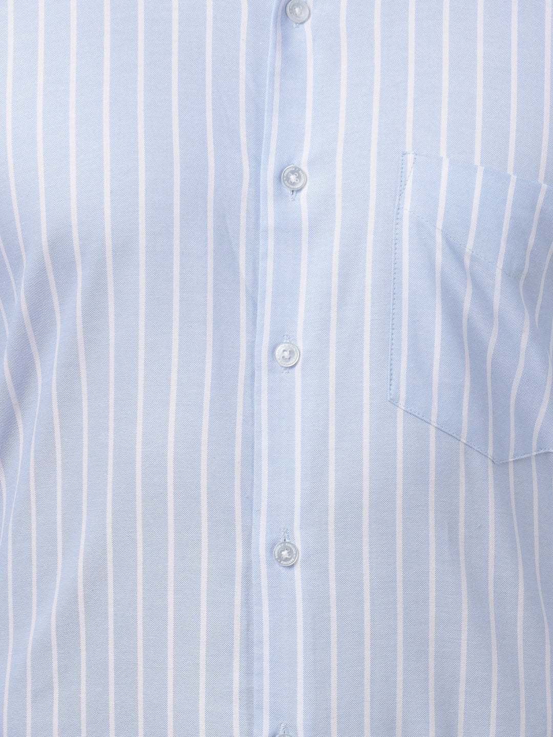 Hancock Men Sky Blue Stripe Button-Down Collar Slim Fit Formal Shirt