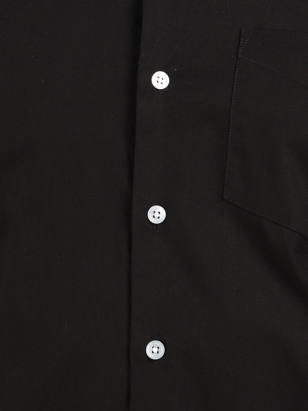 Hancock Men Black Pure Cotton Button Down Collar Slim Fit Casual Shirt