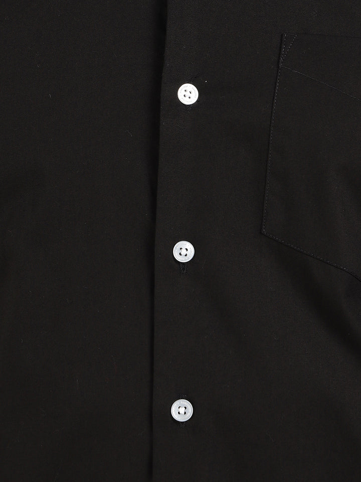 Hancock Men Black Pure Cotton Button Down Collar Slim Fit Casual Shirt