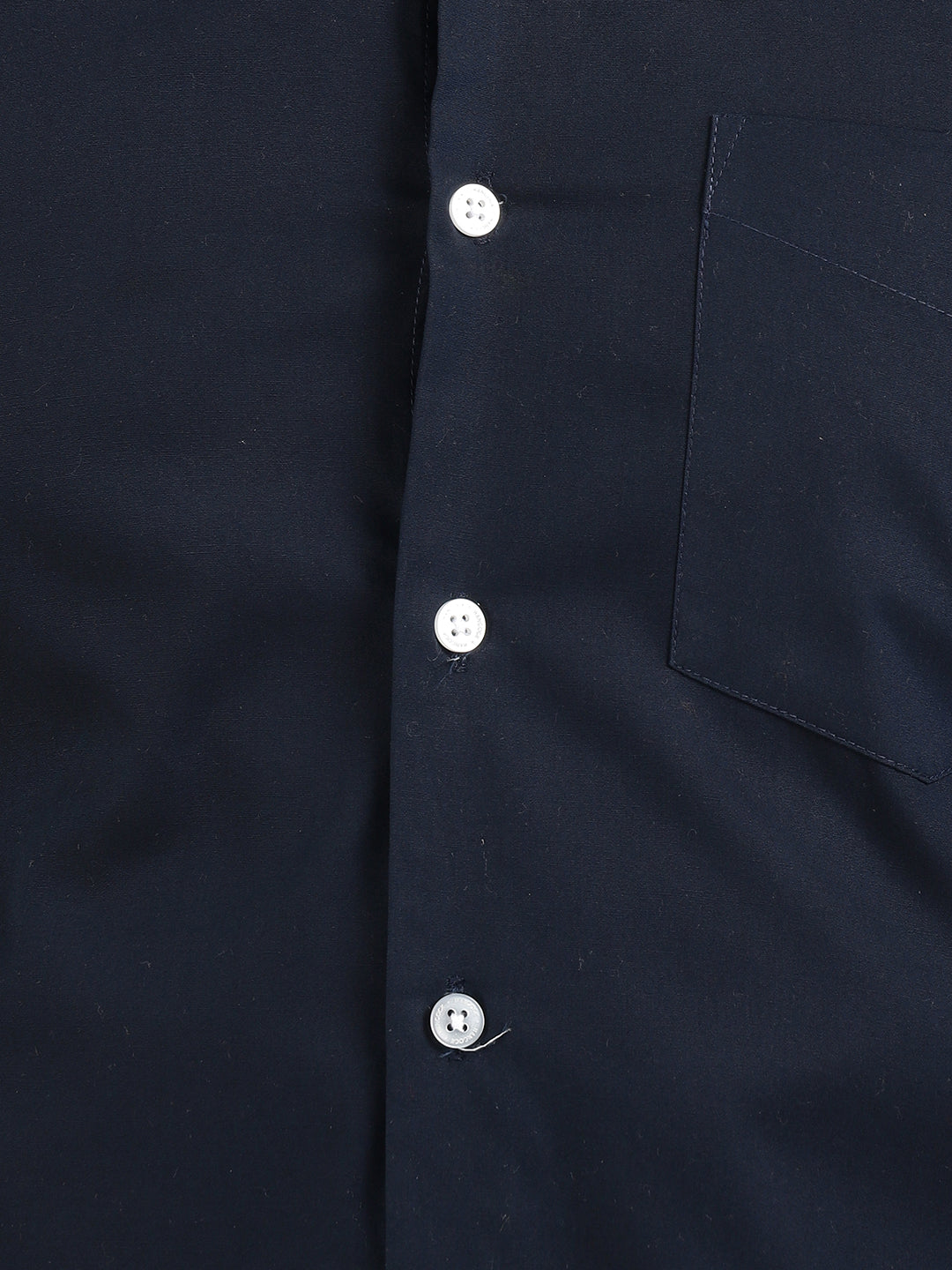 Hancock Men Navy Pure Cotton Button Down Collar Slim Fit Casual Shirt