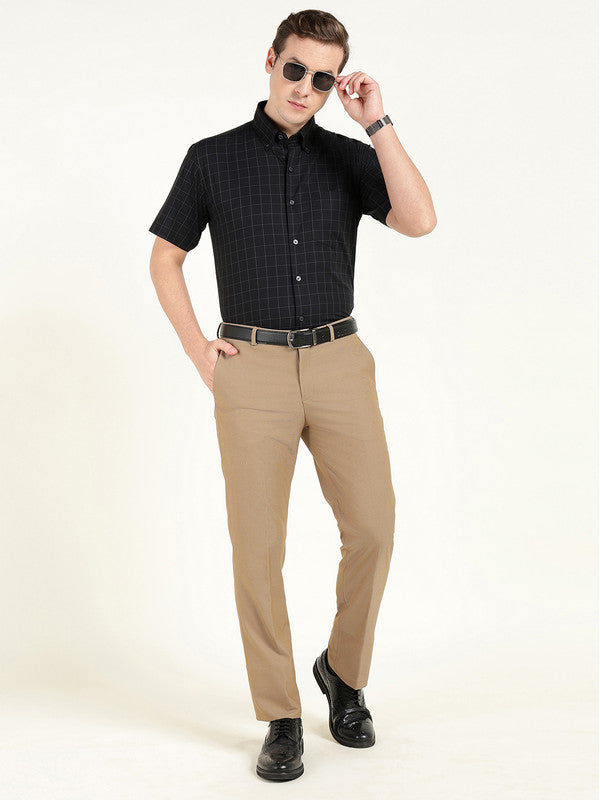 Men Black Checked Slim Fit Pure Cotton Formal Shirt