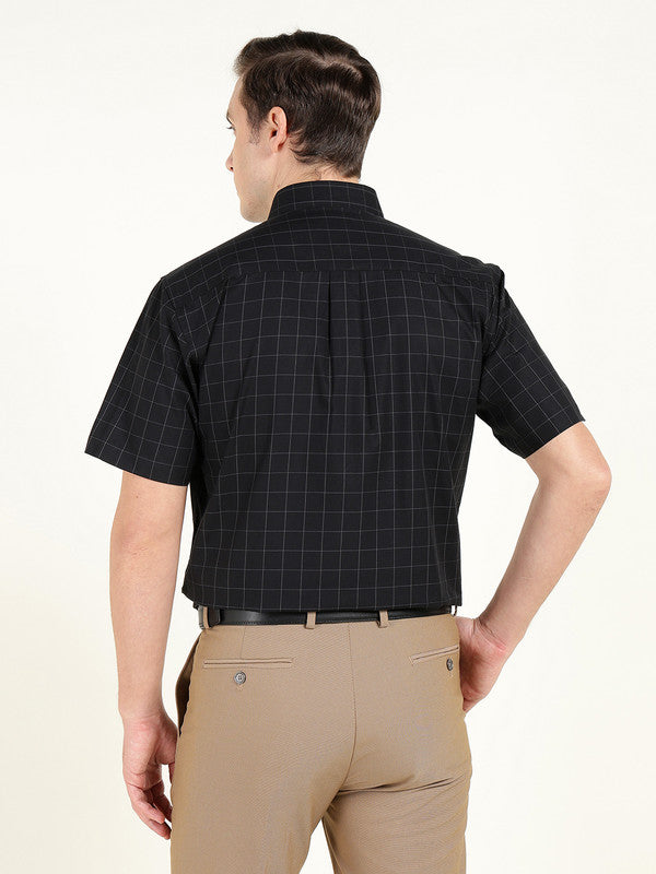 Men Black Checked Slim Fit Pure Cotton Formal Shirt