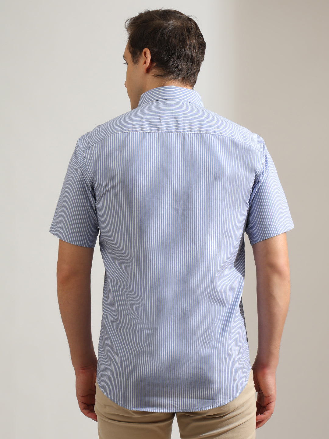 Hancock   Men   Blue & White   Stripes   Pure Cotton   Slim Fit   Formal   Shirt