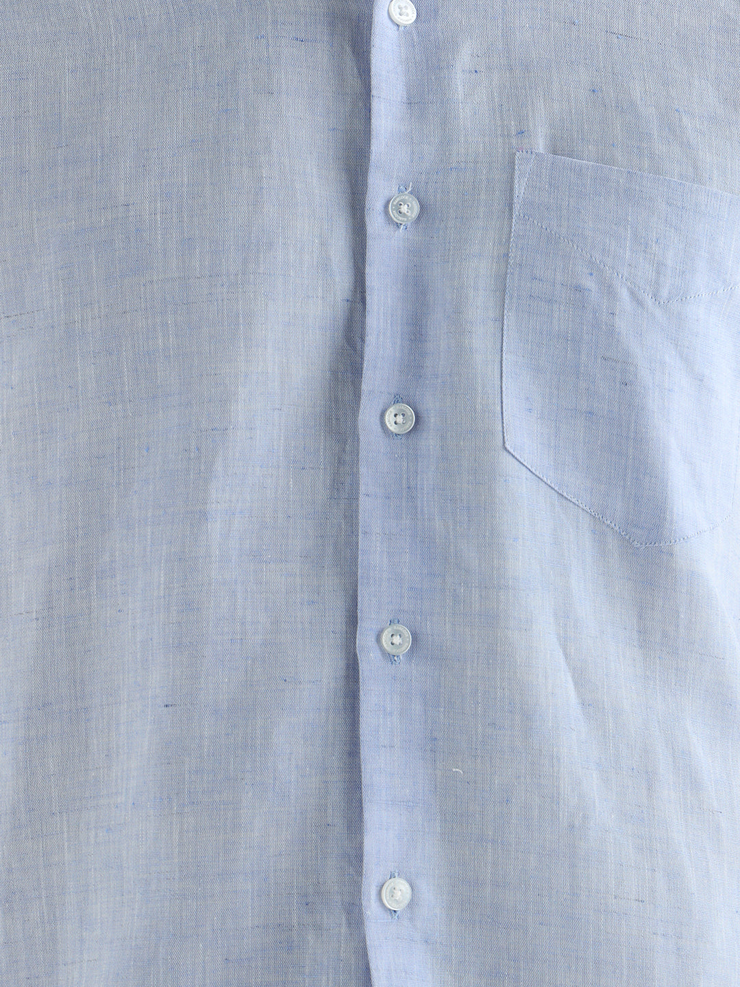 Hancock Men Blue Solid Linen Cotton Slim Fit Formal Shirt