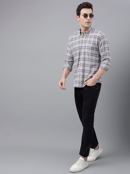 Plaided Flannel Checked Pure Cotton Slim Fit Casual Shirt