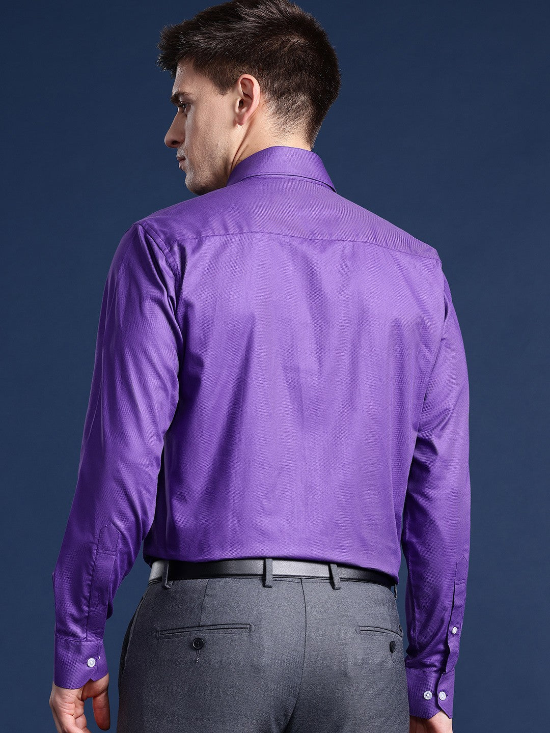 Men Purple Solid Pure Cotton Slim Fit Formal Shirt