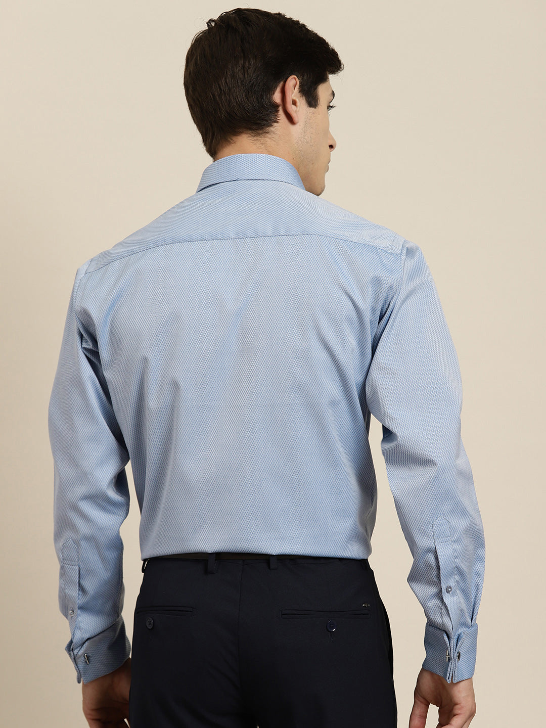 Men Blue Checks Pure Cotton Slim fit Formal Shirt