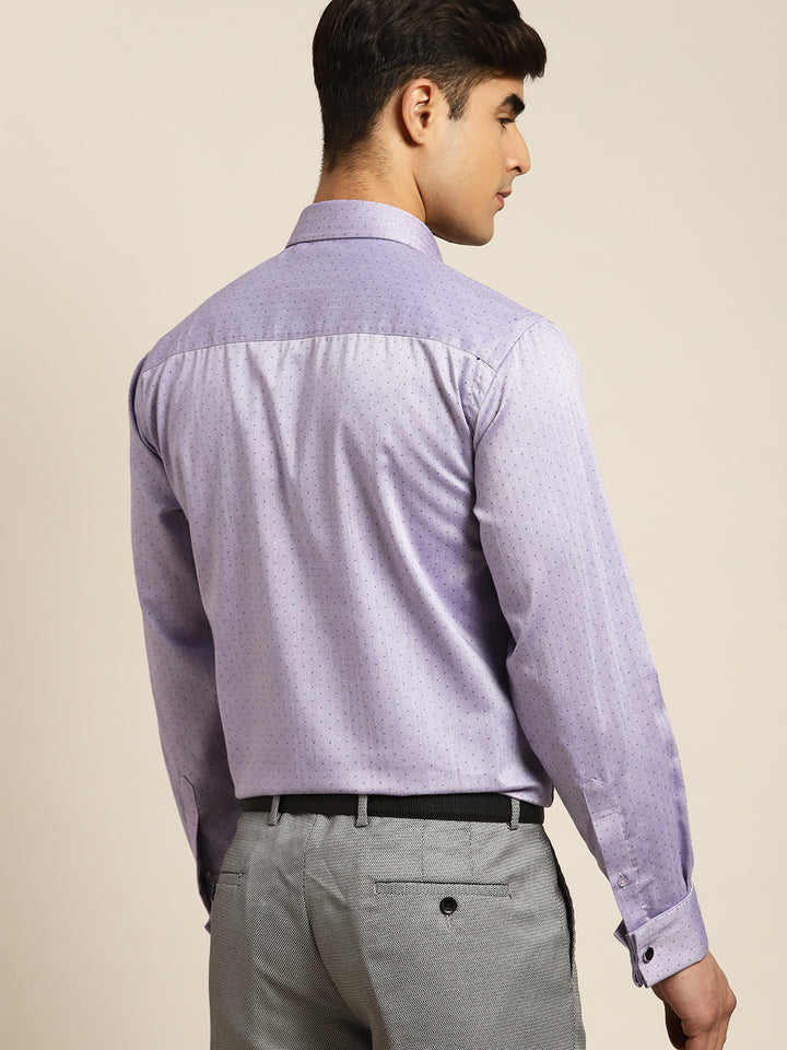 Men Purple Solid Pure Cotton Slim fit Formal Shirt