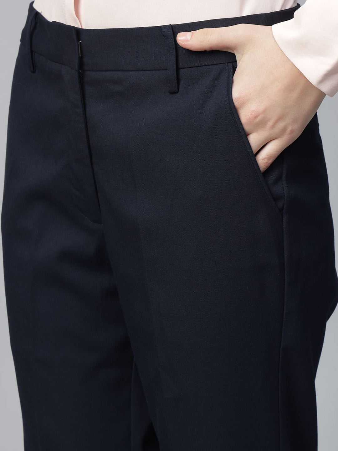 Hancock   Women   Navy Blue   Solids   Viscose Rayon   Slim Fit   Formal   Suit Set
