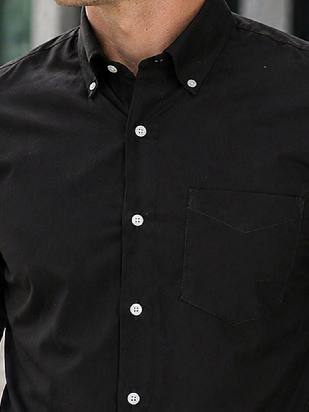 Hancock   Men   Black   Solids   Pure Cotton   Slim Fit   Formal   Shirt