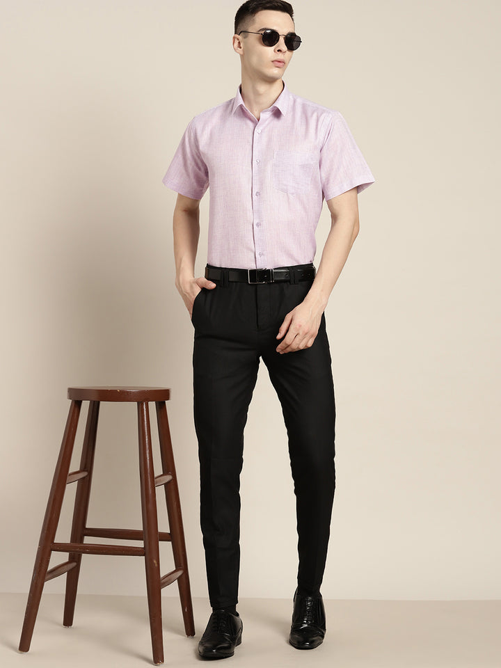 Men Purple Checks Cotton Rich Slim fit Formal Shirt