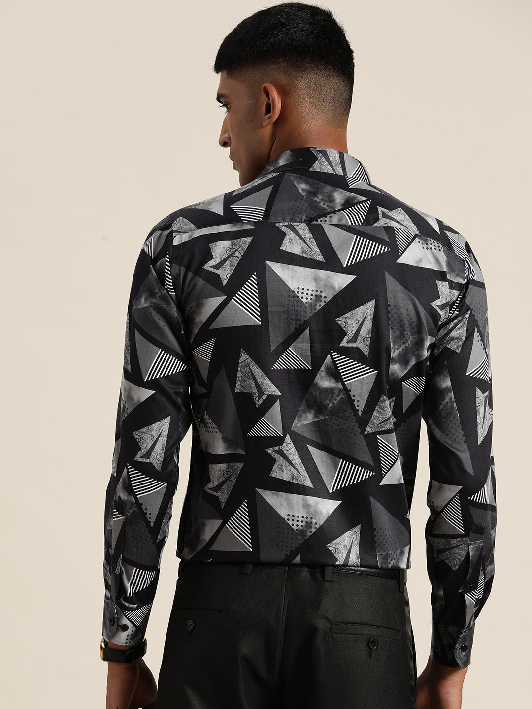 Men Black Print Pure Cotton Slim fit Party Shirt