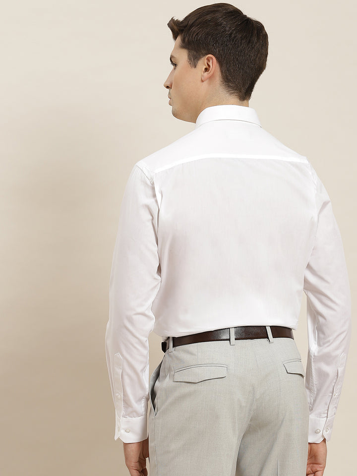 Men White Solid Pure Cotton Regular Fit Formal Shirt