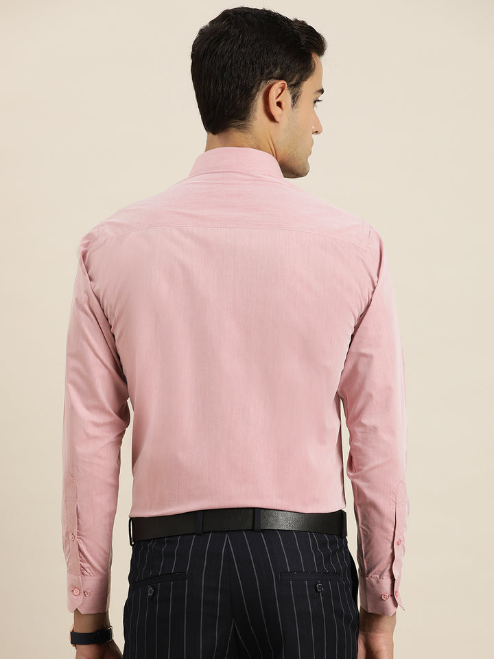 Men Coral Solid Cotton Rich Slim fit Formal Shirt