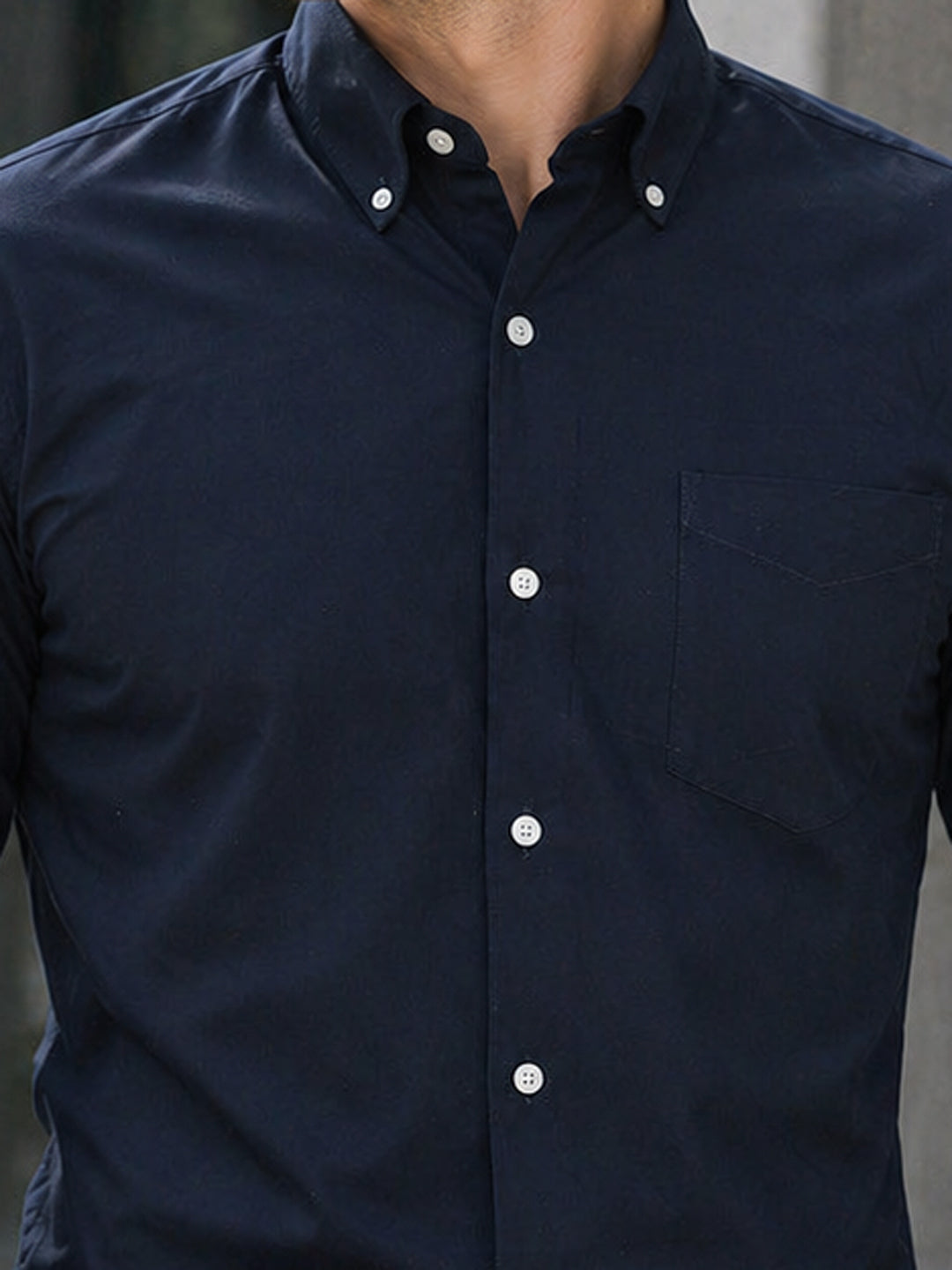 Hancock   Men   Navy Blue   Solids   Pure Cotton   Slim Fit   Formal   Shirt