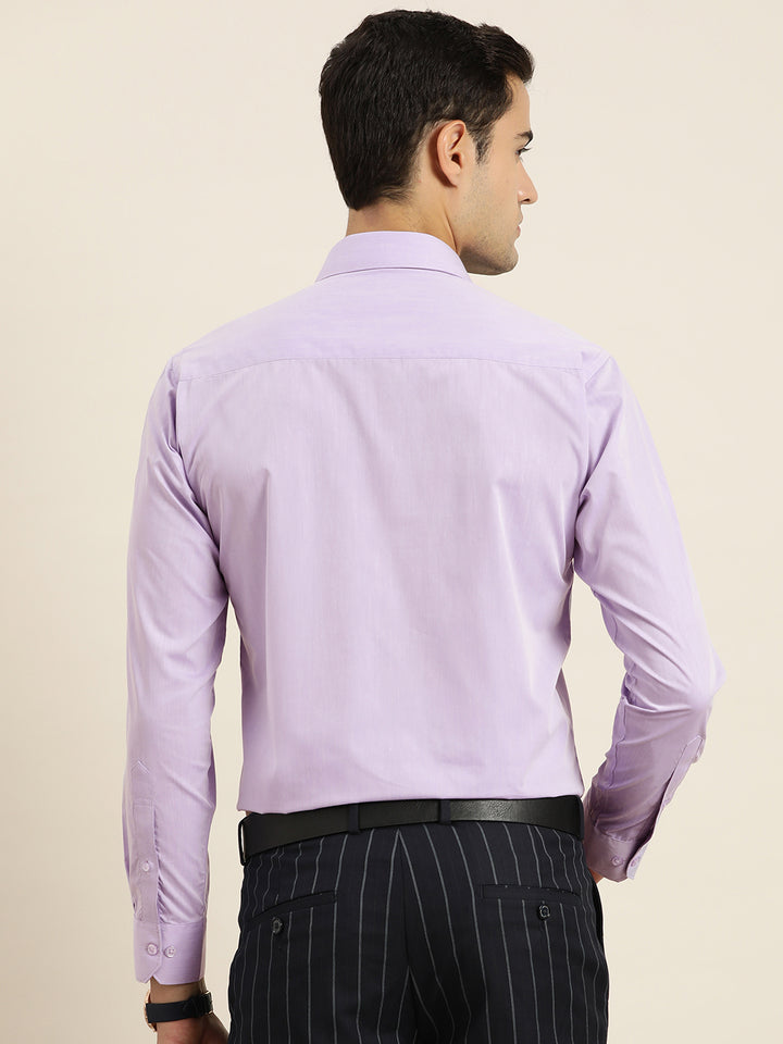 Men Purple Solid Cotton Rich Slim fit Formal Shirt