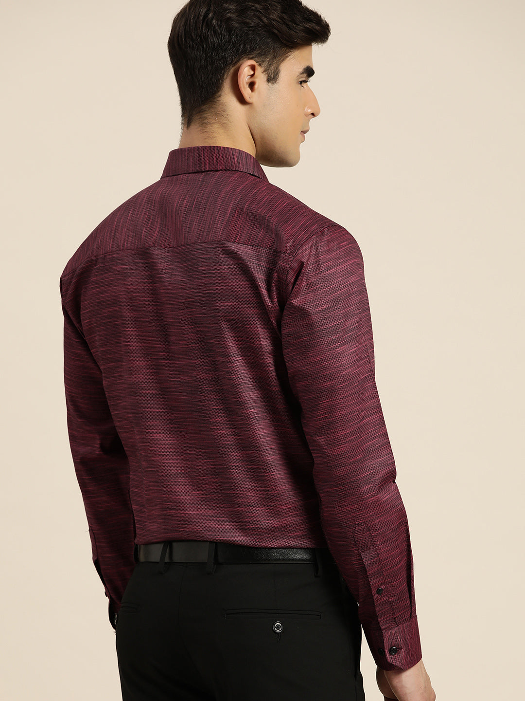 Men Burgundy Solid Pure Cotton Slim fit Formal Shirt