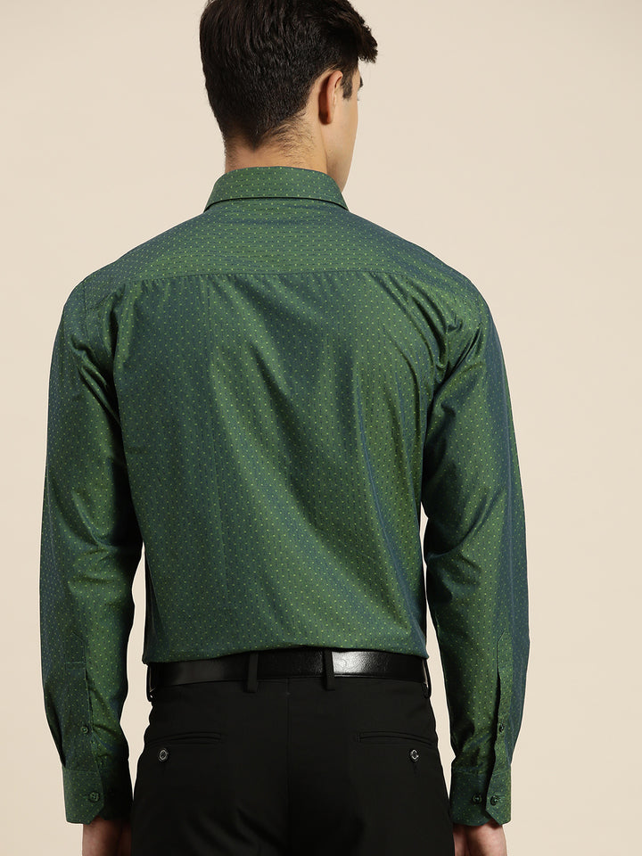 Men Green Solid Pure Cotton Slim fit Formal Shirt