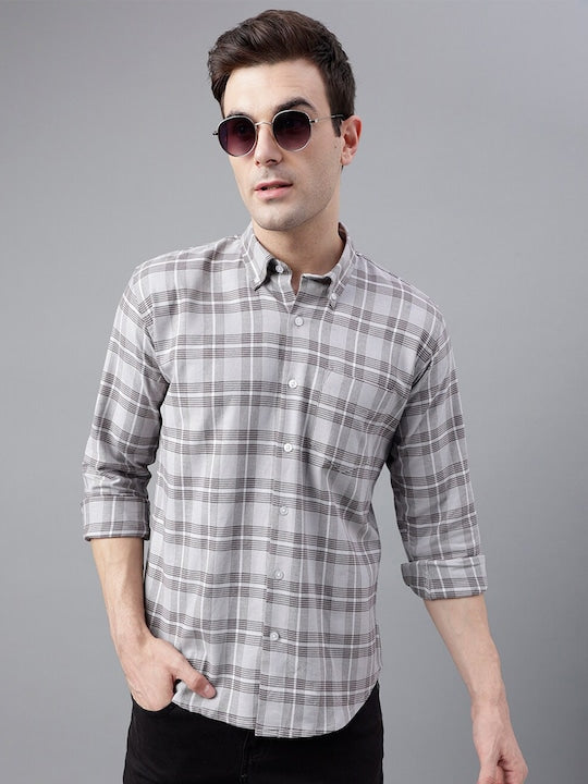 Plaided Flannel Checked Pure Cotton Slim Fit Casual Shirt