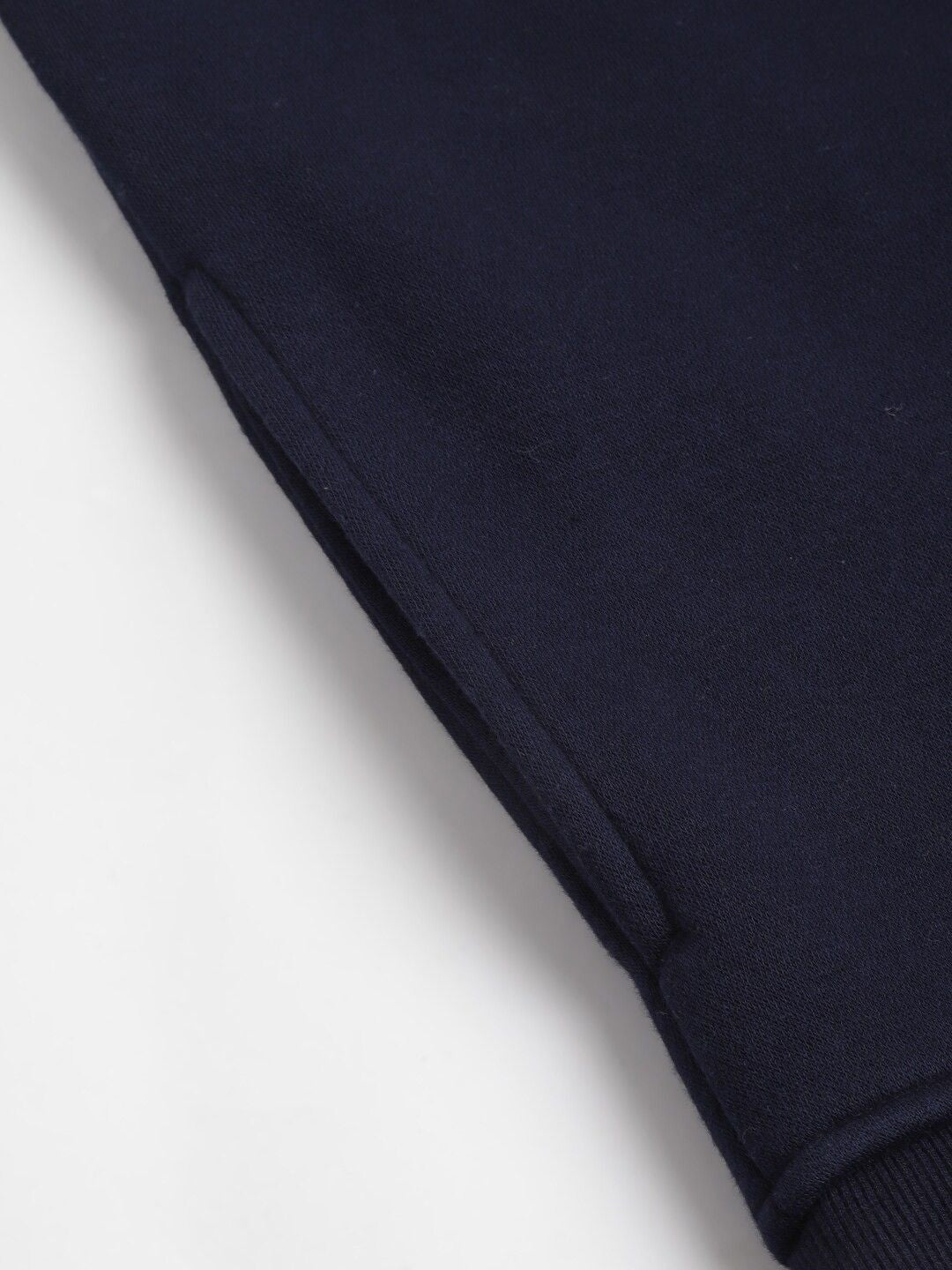 Hancock Men Navy Blue Solid Fleece Regular Fit Casual Sweatshirt