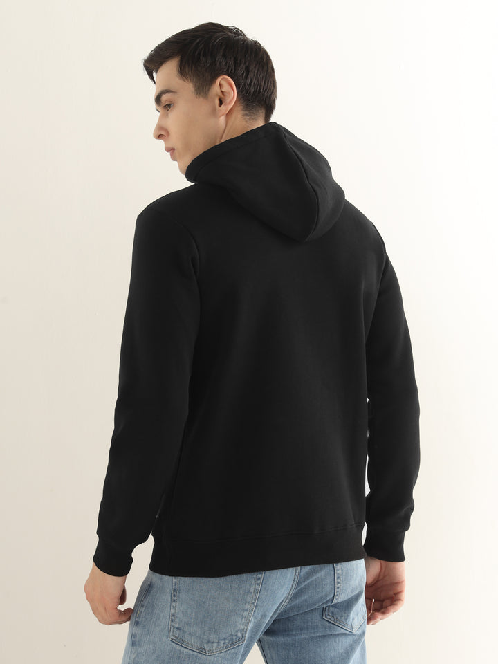 Hancock Men Black Solid Cotton Blend Regular Fit Casual Sweatshirt