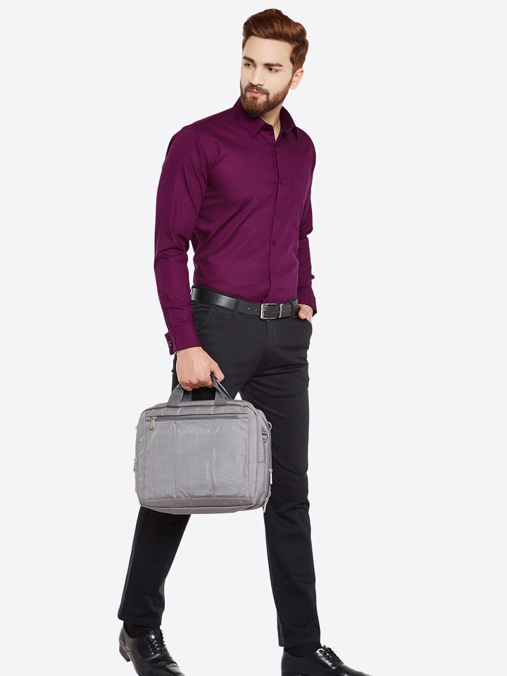 Men Wine Solid Pure Cotton Slim Fit Formal Shirt