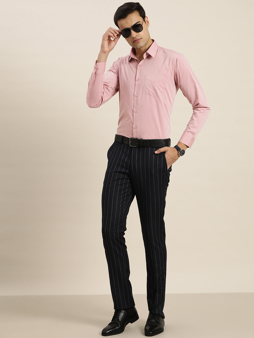 Men Coral Solid Cotton Rich Slim fit Formal Shirt