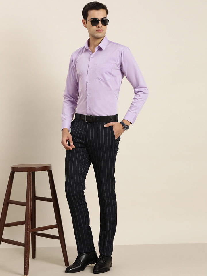 Men Purple Solid Cotton Rich Slim fit Formal Shirt