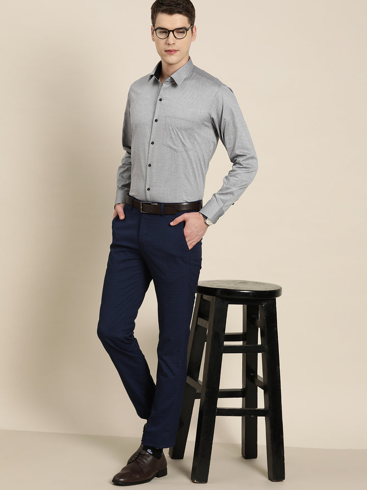 Men Grey Solid Pure Cotton Slim fit Formal Shirt