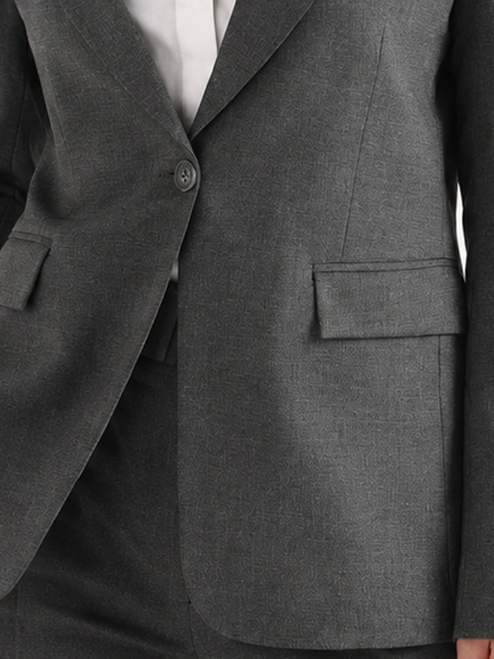 Hancock   Women   Dark Grey   Solids   Viscose Rayon   Slim Fit   Formal   Suit Set