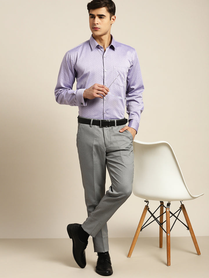 Men Purple Solid Pure Cotton Slim fit Formal Shirt