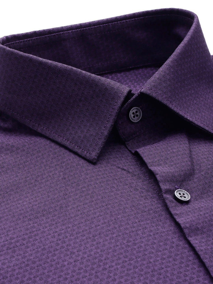 Men Purple Solid Pure Cotton Slim Fit Formal Shirt