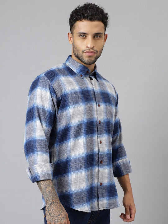 Plaided Flannel Checked Pure Cotton Slim Fit Casual Shirt