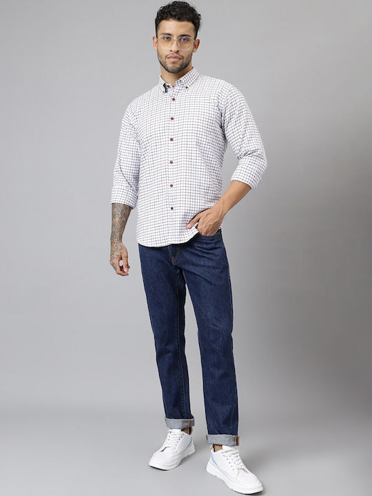 Plaided Flannel Checked Pure Cotton Slim Fit Casual Shirt